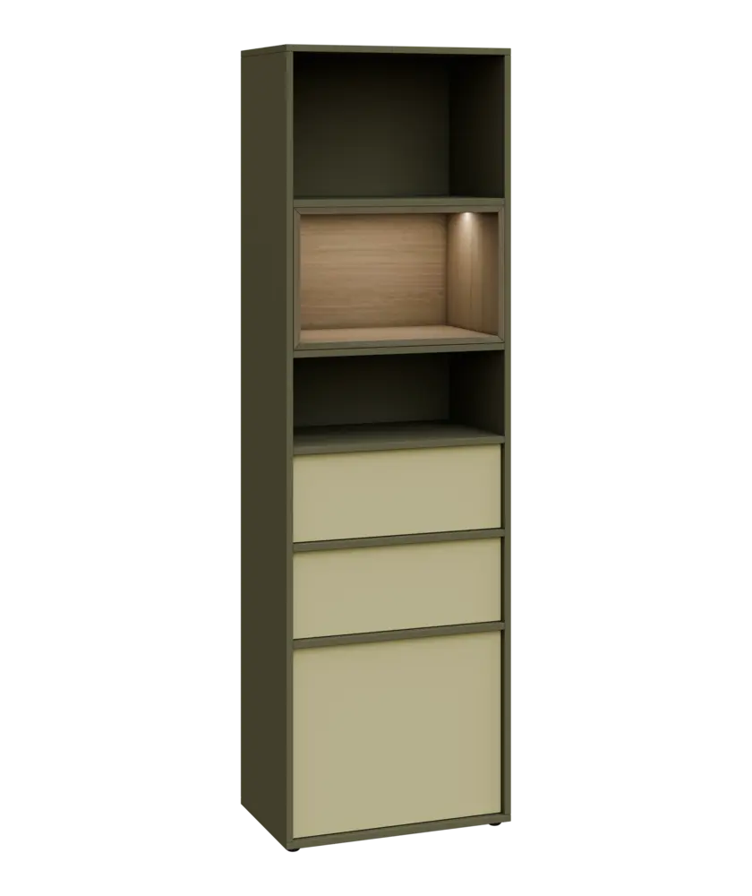 ERY V643 kancelářská skříň, 3-zásuvková/3 niky, 2000x600x400, zelená